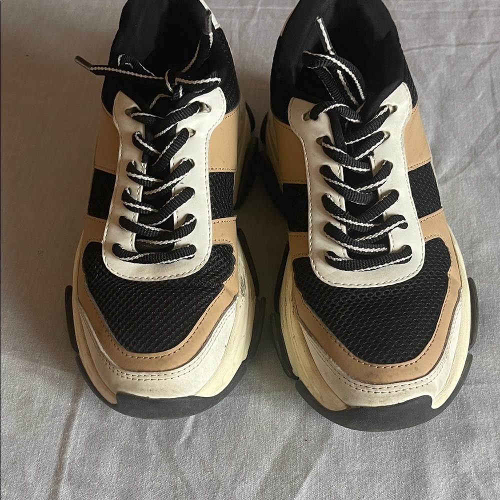 Steve Madden Black, Tan & Cream Platform Sneakers